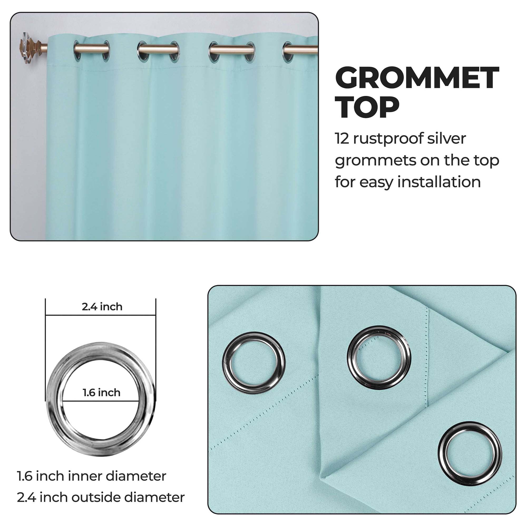 Superior Blackout Solid Light Filtering Grommet Curtain Panel Set, 70" x 96", Green Lily