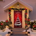 thumbnail image 4 of Cinvoph Christmas Door Cover Rustic Door Banner Xmas Tree Durable Winter Decoration for Front Porch, Indoor & Outdoor Reusable Xmas Door Hanging Cover Entry Decor 35"x79", 4 of 6