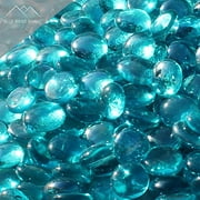 Fire Pit Glass - Aqua Blue Reflective Fire Glass Beads 3/4" - Reflective Fire Pit Glass Rocks - Blue Ridge Brand™ Reflective Glass Beads for Fireplace and Landscaping 3, 5, 10, 20, 50 Pounds