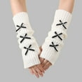 thumbnail image 4 of Fingerless Gloves for Women Cozy With Bow Knit Cold Weather Warm Cotton Fall Fashion Womens Mittens Black, 4 of 4