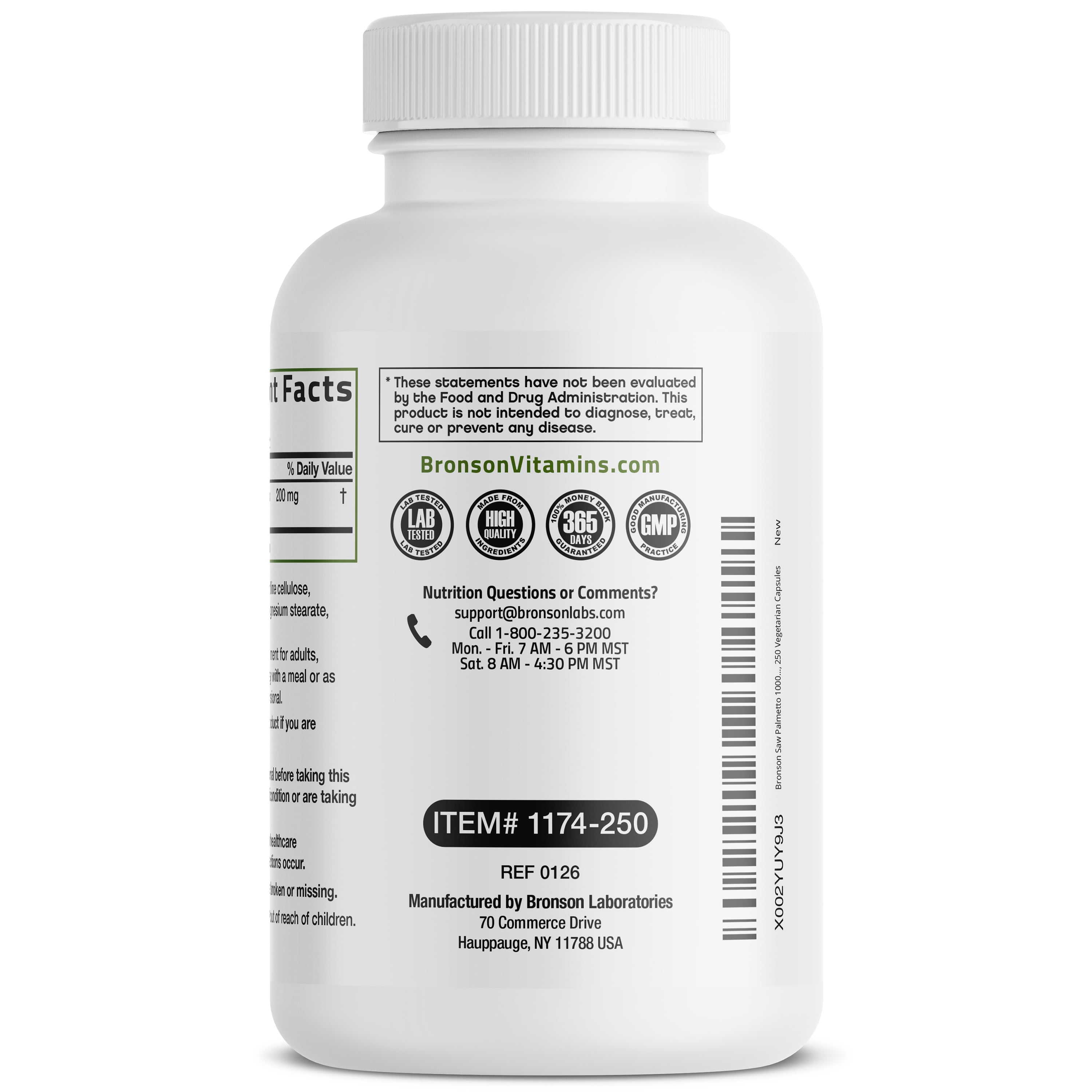 Bronson Saw Palmetto  Extra Strength Supports Healthy Prostate Function & Urinary Health Support - Non GMO, 250 Vegetarian Capsules