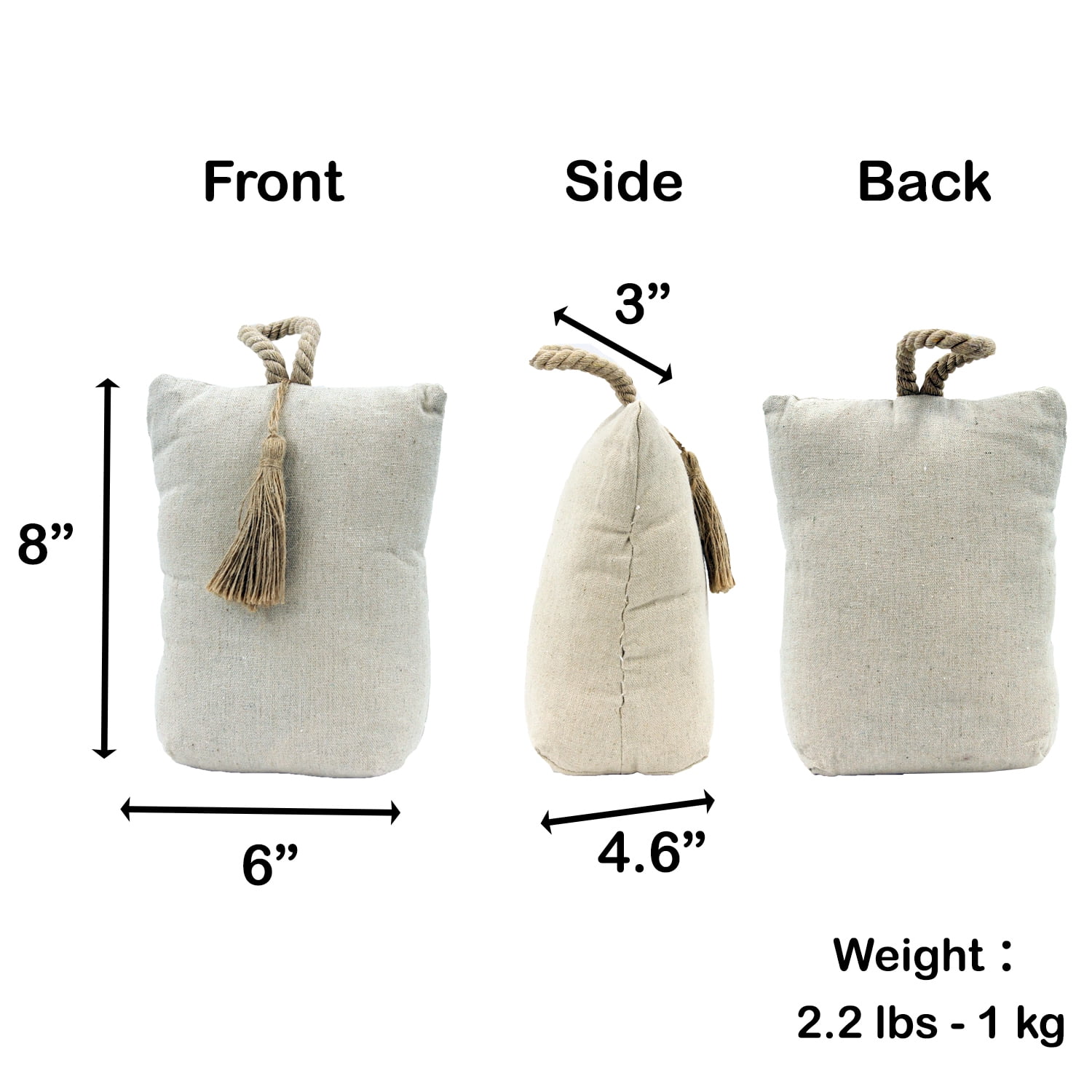 Cotton Weighted Bag Door Stop 2.3 lbs Natural