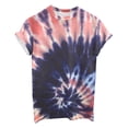 thumbnail image 4 of Wenyuyu Tie Dye Tee Shirts For Women Vintage Fashion O-Neck Short Sleeve Tunic Tops Casual Loose Streetwear Blouses Red M, 4 of 5
