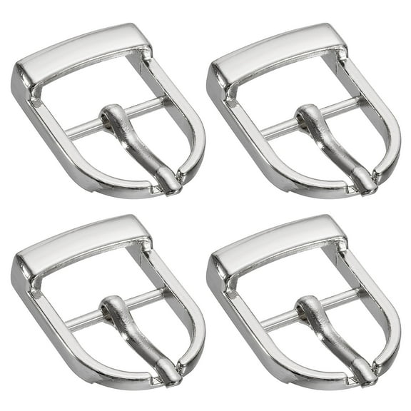 Uxcell 4Pack 0.67" Single Prong Belt Buckle Silver Center Bar Buckles for Belt, Silver