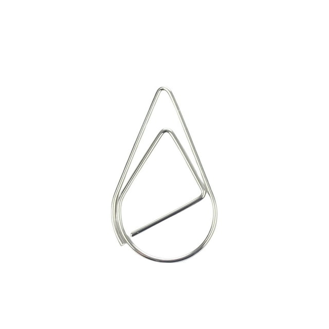 maskred 30 Pieces Paper Clip Cute Water Drop Shape Simple Style Solid Color Office School Note Book Photo Clamp Bookmark Silver