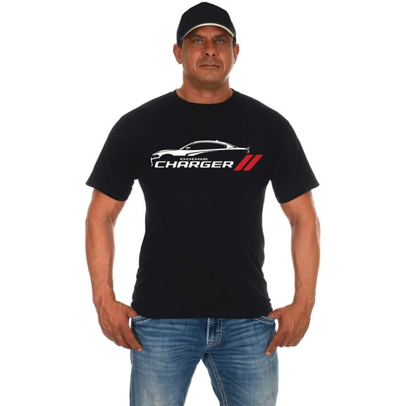 JH Design Group Men's Dodge Charger Silhouette Short Sleeve Crew Neck T-Shirt