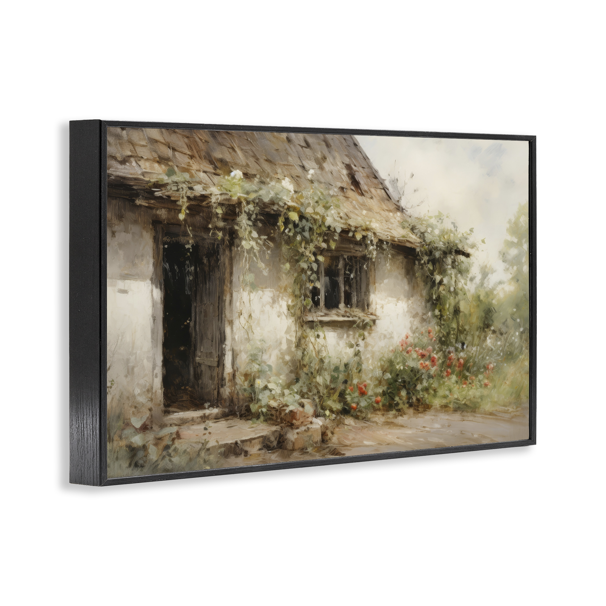 Stupell Industries Reclaimed By Nature Town & City Painting Black Framed Art Print Wall Art, 18 x 12