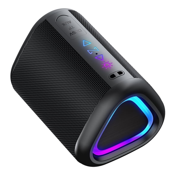 Bluetooth Speaker Portable Speaker with Lights,15W Loud Stereo Sound, All Day Playtime, TWS Pairing, BT5.3, Home/Party/Outdoor/Beach (Black)