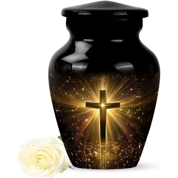 Mini Cross Urns, Small Cremation Urns for Human Ashes, Memorial Keepsake Urn for Ashes Adult, Decorative Urns for Ashes Small, Size 3 Inch, Set of 2