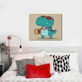 thumbnail image 4 of Susaid Cool Dino Playing Skateboard Pattern Canvas Wall Decor Poster Framed Artwork Decoration for Bedroom Home Office Ready to Hang,Horizontal, 4 of 6