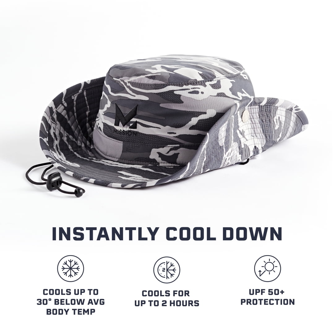 MISSION Cooling UPF Bucket Hat - Unisex Sun Hat for Hiking, Golfing & Fishing - Sweat & Water Activated Technology - Matrix Camo Silver