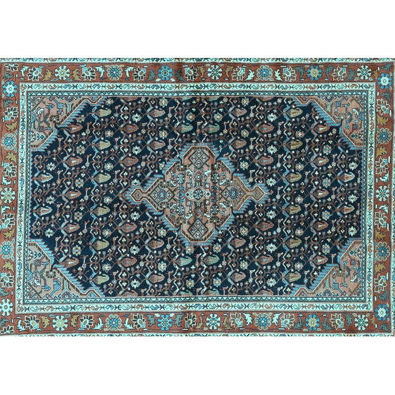 Ahgly Company Indoor Rectangle Medallion Light Blue Traditional Area Rugs, 2' x 4'