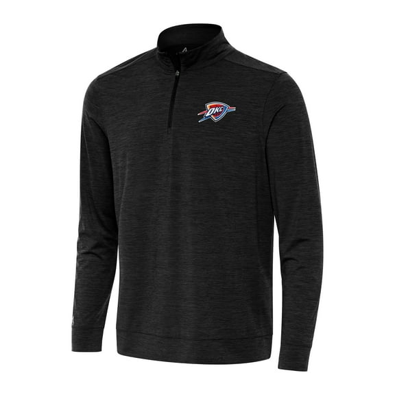 Men's Antigua Heather Black Oklahoma City Thunder Bright Quarter-Zip Top