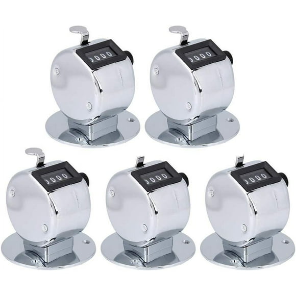 5pcs Hand Tally Counters, 4 Digit Mechanical Palm Counter Handheld Number Click Counter Tally Clicker Counter for Sports Games Golf