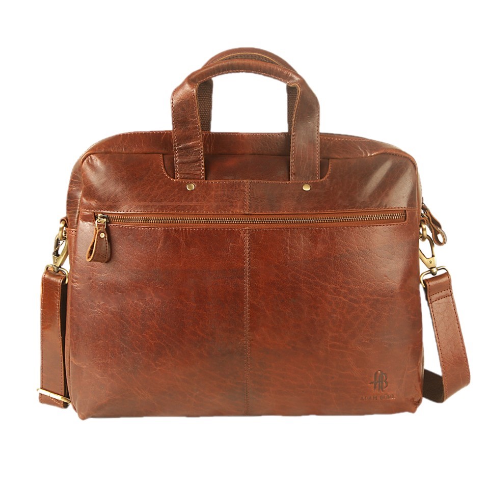 Adam Burk Leather Laptop Messenger Portfolio Shoulder Travel Bag Brown ...