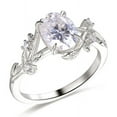thumbnail image 4 of Cora Jewellery 2CT Nature Inspired Oval Moissanite Engagement Ring For Women, 10K White Gold, 4 of 6
