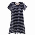 thumbnail image 5 of Sakmal Sleepwear for Women Comfy 100% Cotton Sleep Dress Blue Short Sleeve Striped Nightgowns, 5 of 5