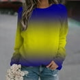 thumbnail image 2 of IROINNID Women's Long Sleeve Sweatshirt Round Neck Mid-Length Gradient Loose Tops Sweatshirt, Yellow, 2 of 4