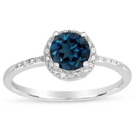 Dolce Giavonna Sterling Silver London Blue Topaz Ring Size 9