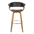 thumbnail image 3 of Armen Living Julyssa 30" Mid-Century Swivel Bar Height Barstool in Brown Faux Leather/Walnut Wood, 3 of 7