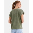 thumbnail image 3 of Time and Tru Women's Mineral Washed Dolman Tee with Rolled Cuffs, XS-XXXL, 3 of 5