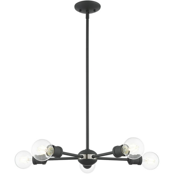 5 Light Scandinavian Gray Chandelier with Steel base material