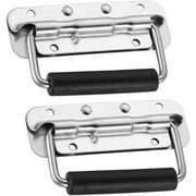 MIYAKO Heavy Duty Spring Loaded Handles - Surface Mount Speaker Cabinet Chromed Holders with Rubber Grip - Tool Box Handle Chrome Finish - Highly Strengthen Materials for Heavy Loads Set of 2 (1 Pair)