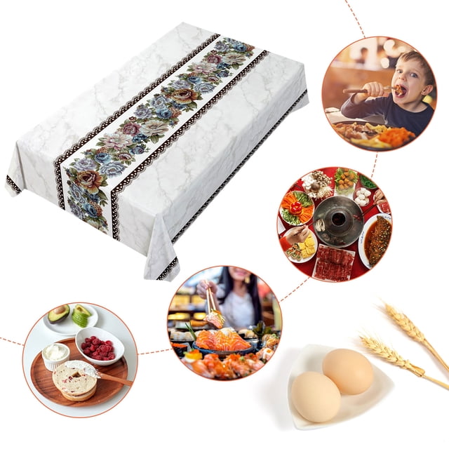 SSZMDLB under $5 3Pcs Oilproof Tablecloth, Oil-proof Embroidered Tablecloth, Washable Table Cloth, Rectangular Table Cover with Coating, Wrinkle-free Table Mat for Kitchen, Dining Room, Coffee Table