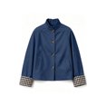thumbnail image 6 of Zynoxe Women's Cropped Jackets Fashionable Button‑Up Ruched Collar Jackets Lightweight Long Sleeve Casual Jacket Solid Color Fall Jackets for Women with Side Pockets & Plaid Lined Navy L, 6 of 10