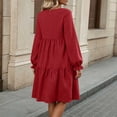 thumbnail image 5 of Tqcoqu Fall Dresses for Women 2026,Crew Neck Long Lantern Sleeve Casual Loose Flowy Swing Shift Dress, 5 of 7