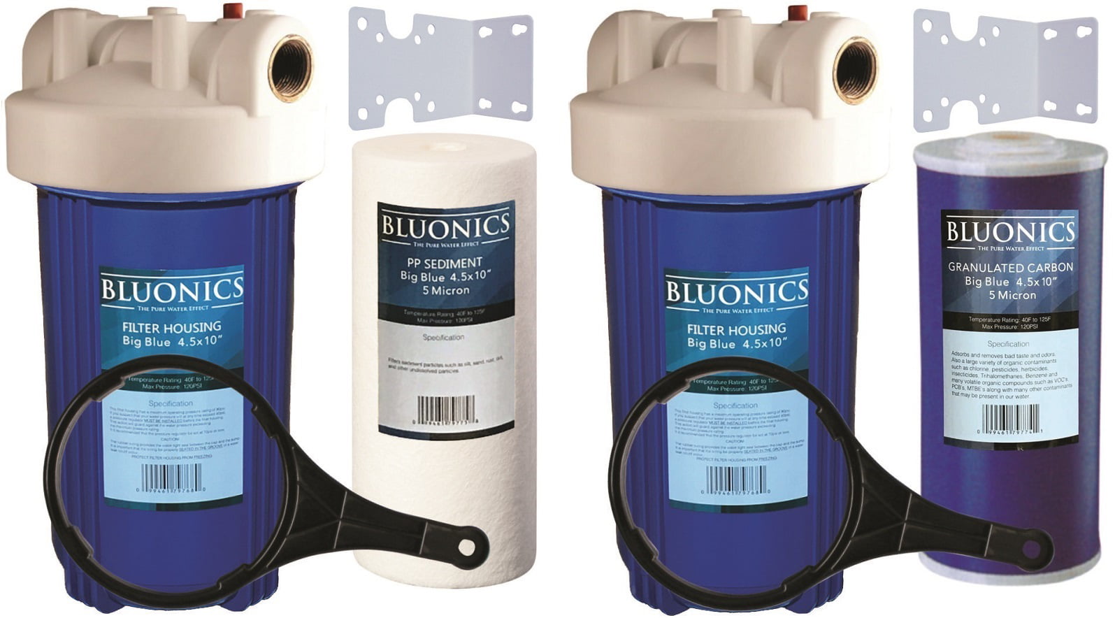 2-PK de sedimentos bluonics casa entera Filtros de agua azul grande 5 µ 10" X 4.5" 