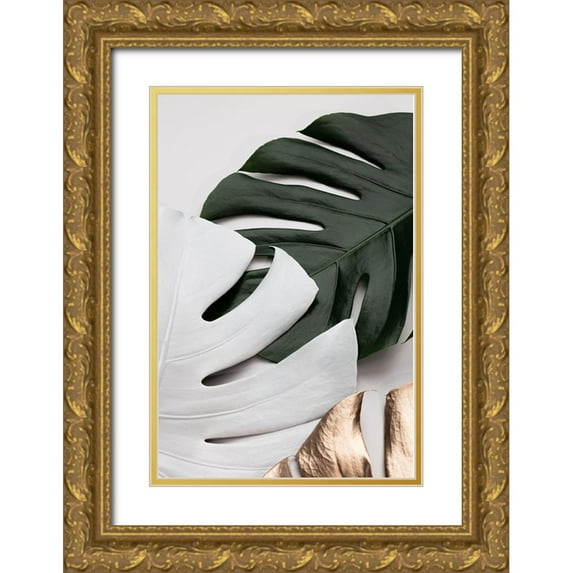 Artographie Studio 23x32 Gold Ornate Wood Framed with Double Matting Museum Art Print Titled - Monstera Colors 01