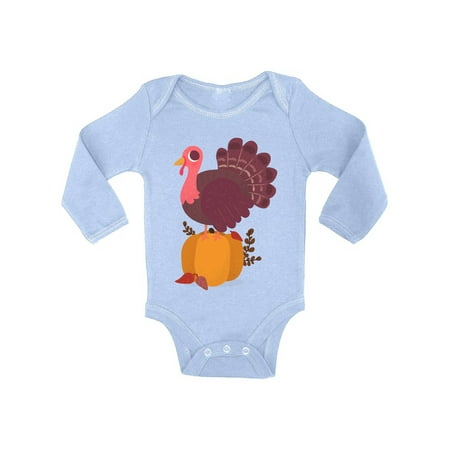 

Awkward Styles Thanksgiving Bodysuit Happy Turkey Baby Romper
