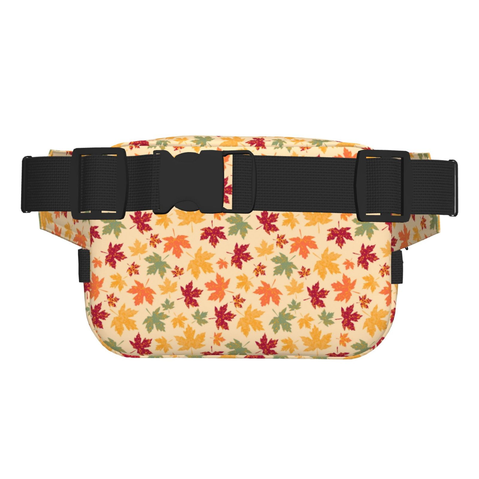 Picia Autumn Maple Leaves Print Square Double-Layer Waist Bag Mini Adjustable Waist Belt Bag Exercise Running Travel Hiking
