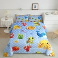 thumbnail image 2 of Manfei Sea Turtle Whale Jellyfish 3-Piece Full Size Comforter Sets,Cartoon Sealife Bedding Comforter Set,Ocean Theme Lightweight Bedding Sets,Lightweight Animal Room Decor,Reversible, 2 of 8