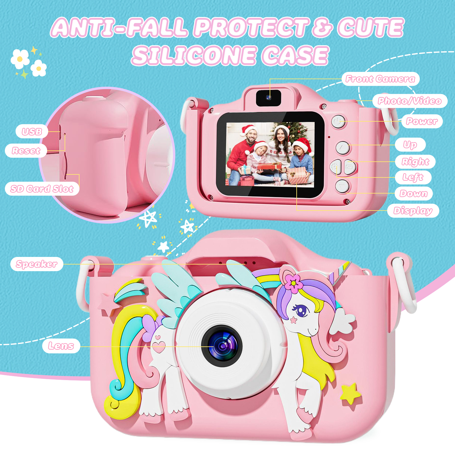 Inadays Kids Instant Print Digital Camera 1080P Pink Unicorn photo 5
