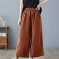 thumbnail image 7 of BLVB Womens Baggy Cotton Linen Wide Leg Pants Casual Comfy Elastic Waist Lounge Pants Lightweight Beach Trousers with Pockets, 7 of 7