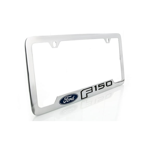 Ford F-150 Chrome Plated Brass Metal License Plate Frame Holder bottom engraved 2 hole