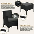 thumbnail image 3 of Yaheetech 3-Piece Patio Wicker Coffee Table and Chairs Set for Garden Deck, Black/Gray, 3 of 7