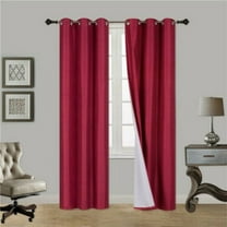 2-Piece Adam Burgundy Blackout Lined Grommet Window Curtain Set, Two (2) Printed Thermal Panels 37" Wide x 84" Length (Each)