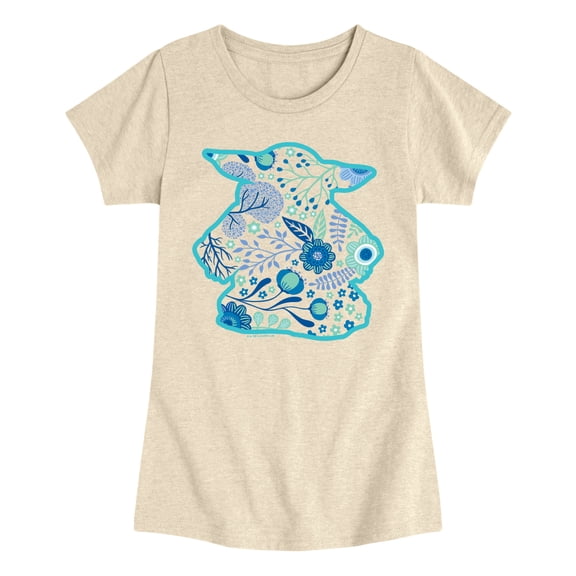 The Mandalorian - Grogu Flower Fill Fitted Short Sleeve Graphic T-Shirt