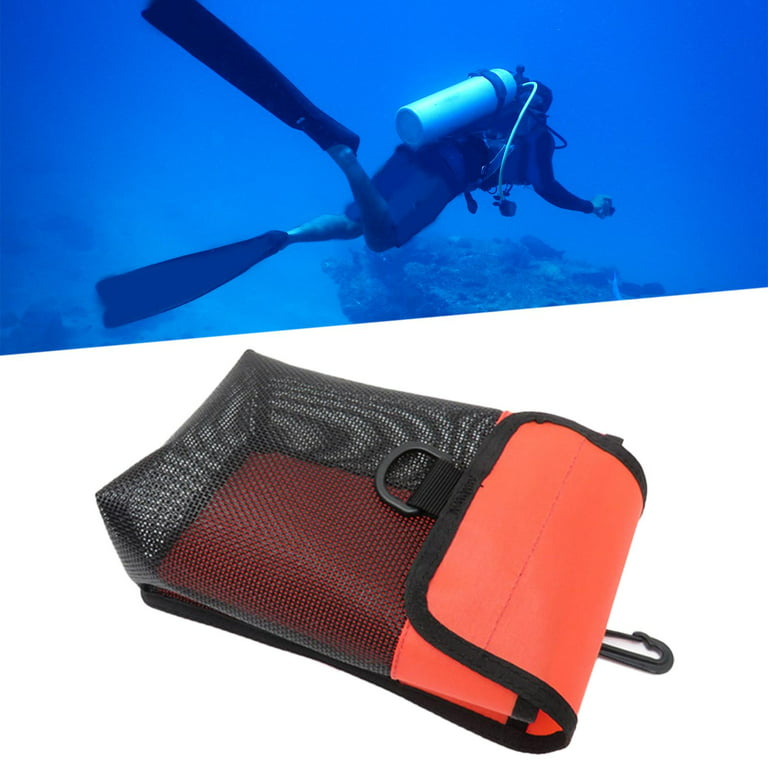 Diving Gear Storage Bag Nylon Utility Bag Mesh Pocket for Underwater Surfing Small Mesh, Men's, Red