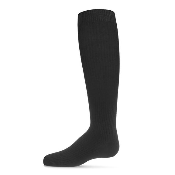 MeMoi Thin Ribbed Cotton Blend Knee High Sock - Girls - Female, 6, Black