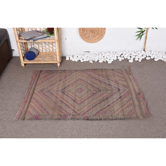 Turkish Rug, Kilim, 3x4 ft Small Rugs, Vintage Rug, Antique Rug, Oushak Rugs