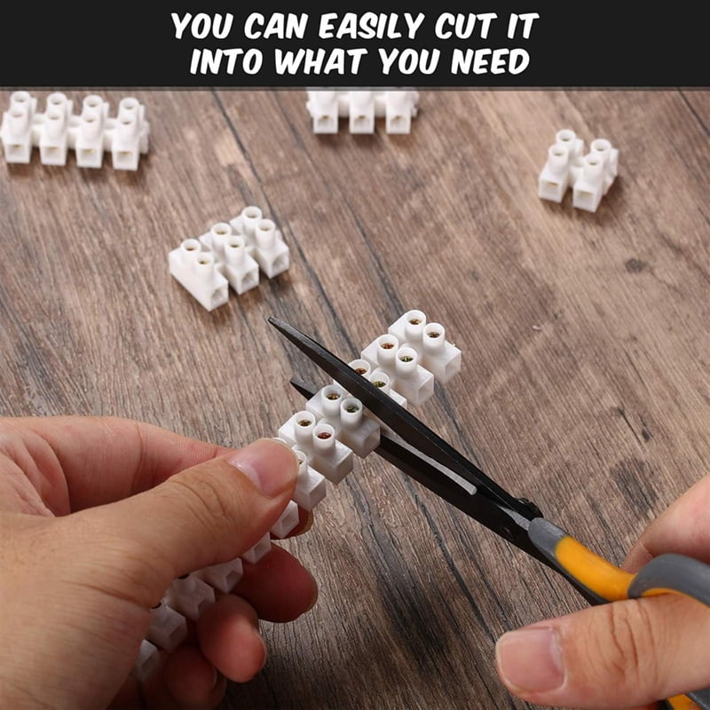 HOT 50Pcs Terminal Block White Screw Connector Dual Row Electric Barrier 12-Position Strip,10A 380 V