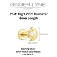thumbnail image 5 of Moon Flat Back Opal Earrings for Cartilage Helix Tragus Lobe16g Gold over Sterling Silver Studs Pair by Ginger Lyne, 5 of 6