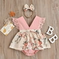 thumbnail image 2 of TAIAOJING Toddler Baby Girl Clothes Set Sleeveless Sunflower Print Romper Jumpsuit+Headband Outfits For Girl 0-6 Months, 2 of 8