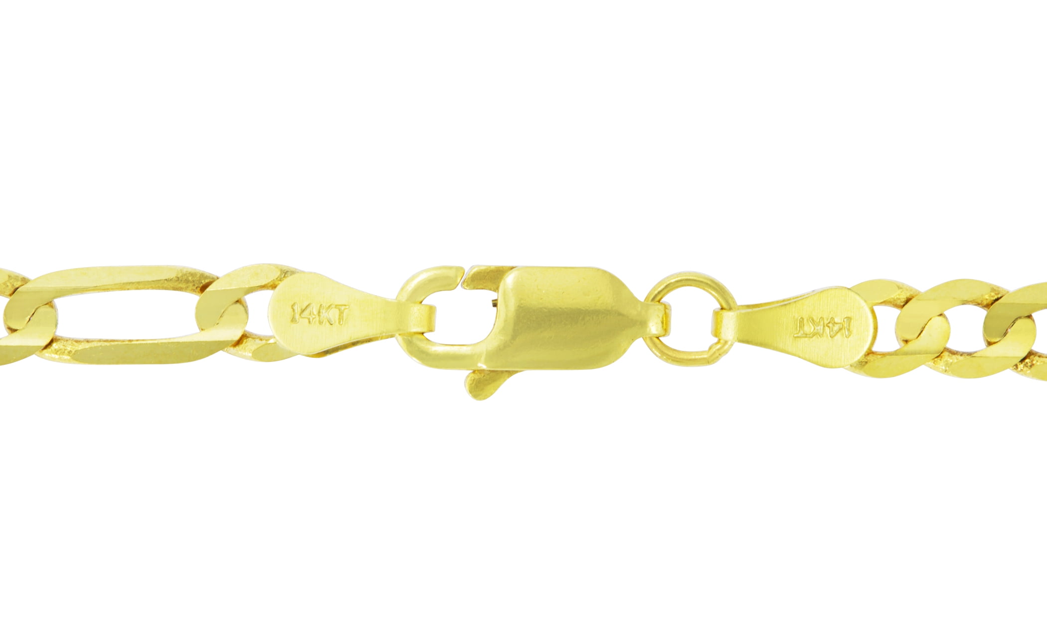Nuragold 14k Real Yellow Gold Figaro Link 4.5mm Chain Bracelet (7"-9") Italian Jewelry for Men & Women