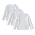thumbnail image 2 of Bnwani Toddler Shirts Long Sleeve Cotton White Crew Neck Soft Casual Fashion Cute Solid Tops 24 Months, 2 of 7