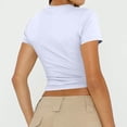 thumbnail image 5 of Dwellite Womens T-Shirts Short Sleeve Workout Tops Crop Cute Tees Compression Casual Y2K Athletic Gym Fitted White 2XL, 5 of 7